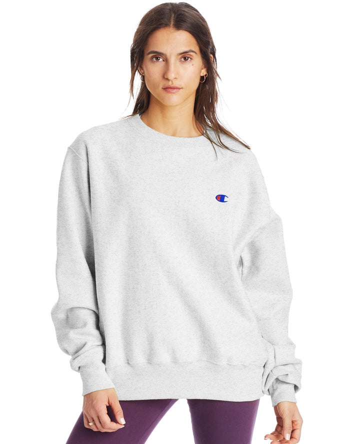 Champion Reverse Weave Boyfriend Crew - Naisten Harmaat Collegepaita - Suomi 2053619-IY